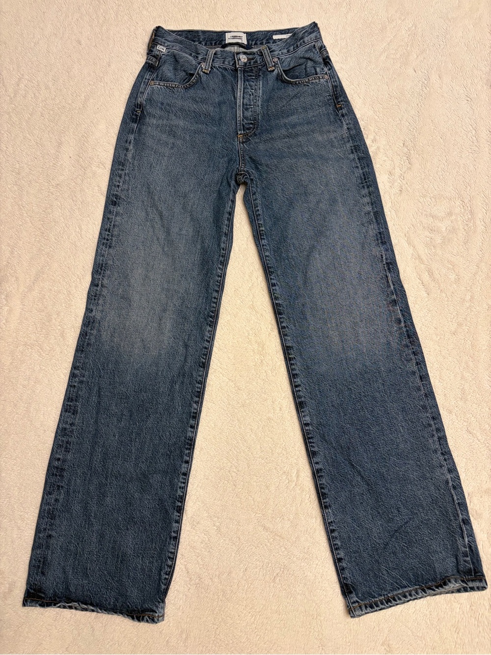 Citizens of Humanity Women Jeans 25 Blue Denim Anina Dark Button Fly Wide Leg - Picture 2 of 16